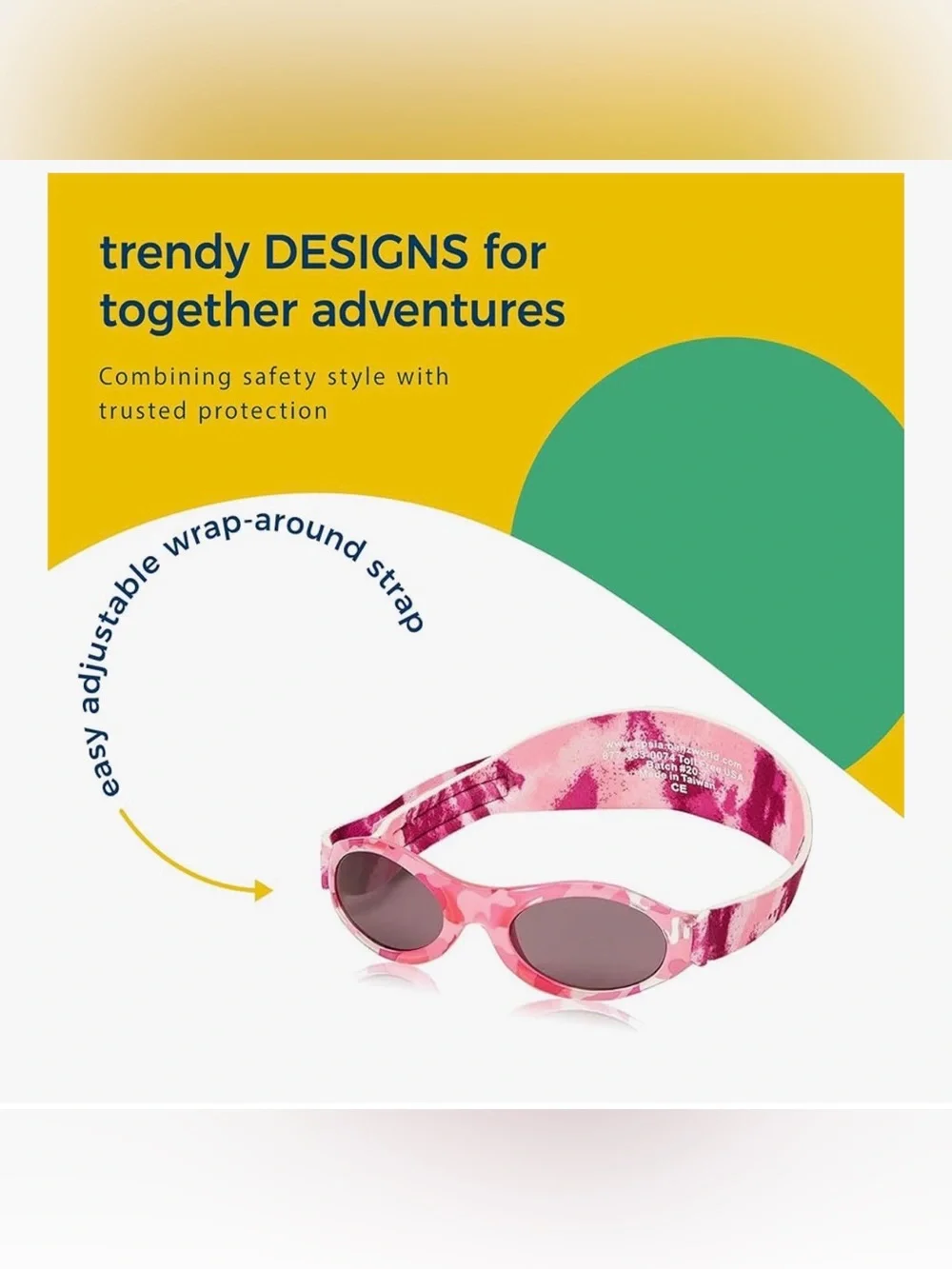 EUC Infant Pink Camo Sunglasses - Small Oval Lenses, Wraparound Strap (0-2 Yrs)